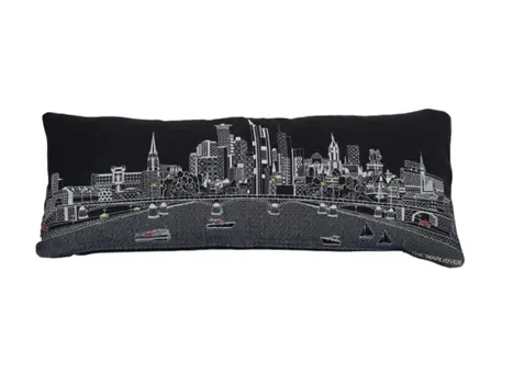 14" X 35" Black Gray and White Hometown Pride Wool Lumbar Throw Pillow
