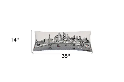14" X 35" Cream Hometown Pride Wool Lumbar Throw Pillow