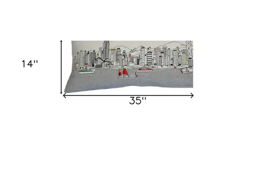 14" X 35" Cream Hometown Pride Wool Lumbar Throw Pillow