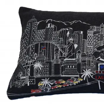 14" X 35" Black Gray and White Hometown Pride Wool Lumbar Throw Pillow