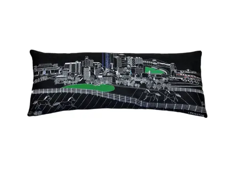 14" X 35" Black Gray and White Hometown Pride Wool Lumbar Throw Pillow