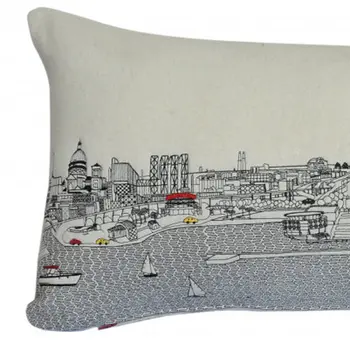 14" X 35" Cream Hometown Pride Wool Lumbar Throw Pillow