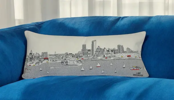 14" X 35" Cream Hometown Pride Wool Lumbar Throw Pillow