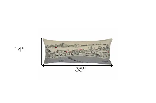 14" X 35" Cream Hometown Pride Wool Lumbar Throw Pillow