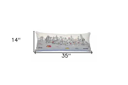 14" X 35" Cream Hometown Pride Wool Lumbar Throw Pillow