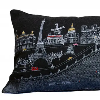 14" X 35" Black Gray and White Hometown Pride Wool Lumbar Throw Pillow