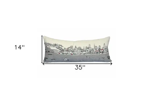 14" X 35" Cream Hometown Pride Wool Lumbar Throw Pillow