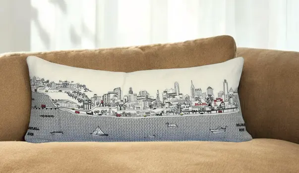 14" X 35" Cream Hometown Pride Wool Lumbar Throw Pillow