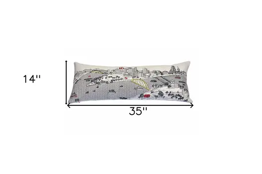 14" X 35" Cream Hometown Pride Wool Lumbar Throw Pillow