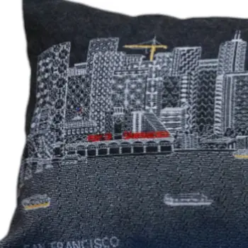 14" X 35" Black Gray and White Hometown Pride Wool Lumbar Throw Pillow