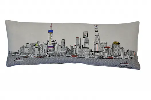 14" X 35" Cream Hometown Pride Wool Lumbar Throw Pillow