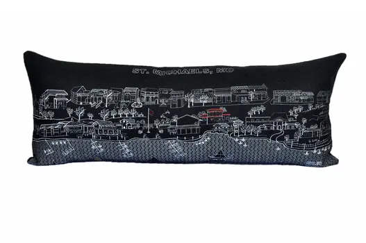 14" X 35" Black Gray and White Hometown Pride Wool Lumbar Throw Pillow