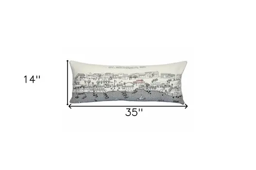 14" X 35" Cream Hometown Pride Wool Lumbar Throw Pillow