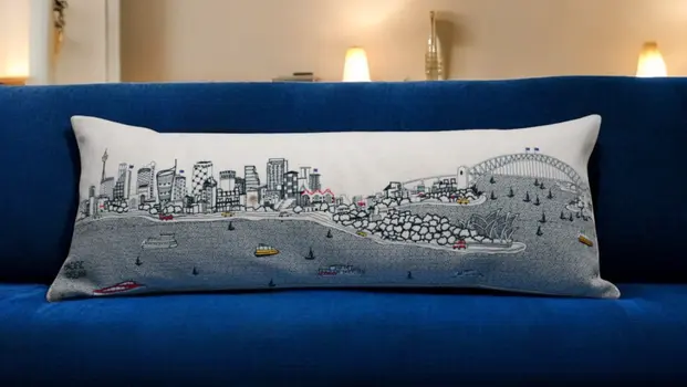 14" X 35" Cream Hometown Pride Wool Lumbar Throw Pillow