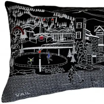 14" X 35" Black Gray and White Hometown Pride Wool Lumbar Throw Pillow
