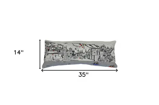 14" X 35" Cream Hometown Pride Wool Lumbar Throw Pillow