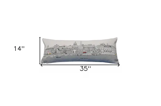 14" X 35" Cream Hometown Pride Wool Lumbar Throw Pillow