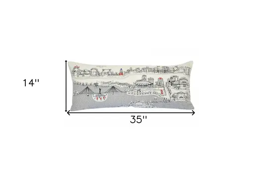 14" X 35" Cream Hometown Pride Wool Lumbar Throw Pillow