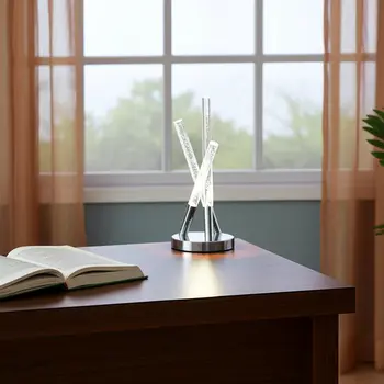 15" Silver Acrylic and Metal Three Rod Abstract  Table Lamp