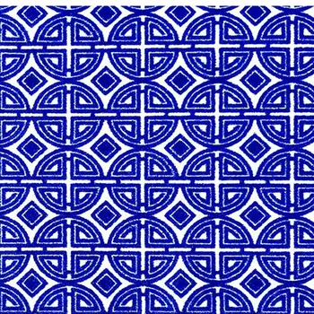 2' X 4' Cobalt Blue And White Geometric Washable Non Skid Area Rug