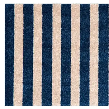 2' X 3' Navy And Sand Striped Tufted Washable Non Skid Area Rug