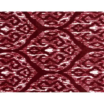 2' X 3' Red and White Ikat Printed Washable Non Skid Area Rug
