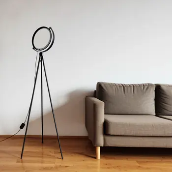 60" Black LED Tripod Floor Lamp With Black Metal Novelty Shade
