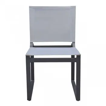 Set of Two 20" Gray and Black Aluminum Indoor Outdoor Dining Chair