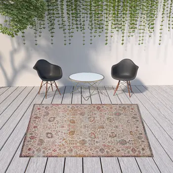 8' X 10' Beige Indoor Outdoor Area Rug