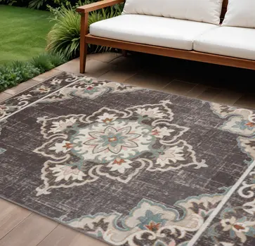 8' X 10' Brown Indoor Outdoor Area Rug
