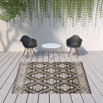 8' X 10' Brown Indoor Outdoor Area Rug