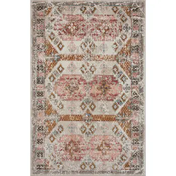 5' X 8' Cream Indoor Outdoor Area Rug