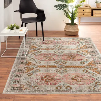 5' X 8' Cream Indoor Outdoor Area Rug