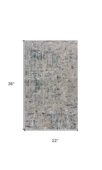 2' X 3' Gray Blue Taupe And Cream Abstract Distressed Stain Resistant Area Rug
