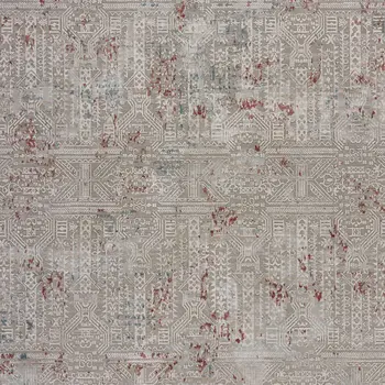2' X 3' Gray And Ivory Geometric Distressed Stain Resistant Area Rug