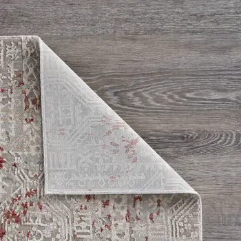 2' X 3' Gray And Ivory Geometric Distressed Stain Resistant Area Rug