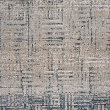 2' X 3' Cream Blue And Ivory Geometric Distressed Stain Resistant Area Rug