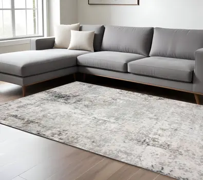 8' X 10' Gray Cream And Taupe Abstract Stain Resistant Area Rug