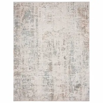8' X 10' Gray Blue Taupe And Cream Abstract Distressed Stain Resistant Area Rug