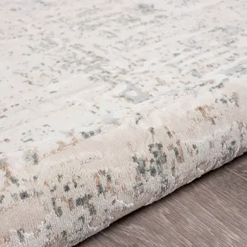 8' X 10' Gray Blue Taupe And Cream Abstract Distressed Stain Resistant Area Rug