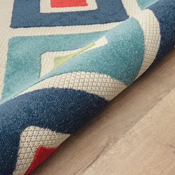 4' X 6' Blue And Ivory Handmade Indoor Outdoor Area Rug