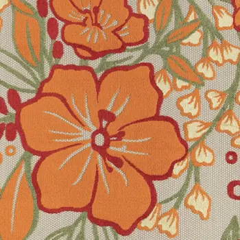 8' X 10' Orange And Ivory Indoor Outdoor Area Rug