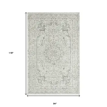 8' X 10' Ivory Gray And Taupe Floral Power Loom Stain Resistant Area Rug