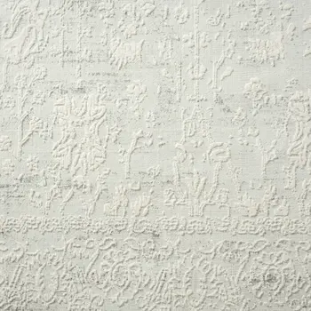 8' X 10' Ivory And Gray Floral Distressed Area Rug