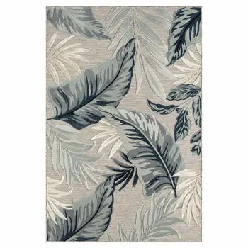 5' X 7' Blue And Gray Indoor Outdoor Area Rug