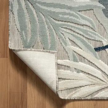 5' X 7' Blue And Gray Indoor Outdoor Area Rug
