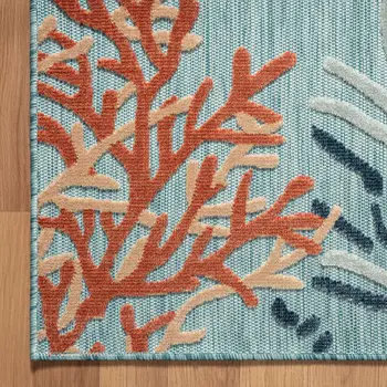 5' X 7' Blue And White Indoor Outdoor Area Rug