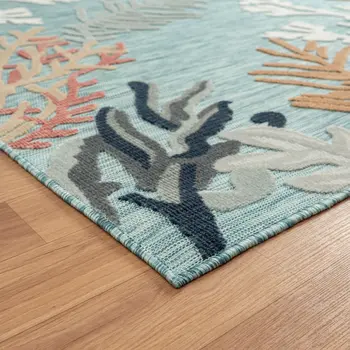 5' X 7' Blue And White Indoor Outdoor Area Rug