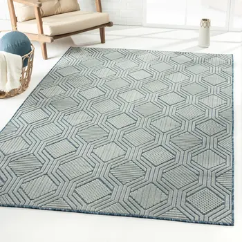 8' X 10' Blue Indoor Outdoor Area Rug