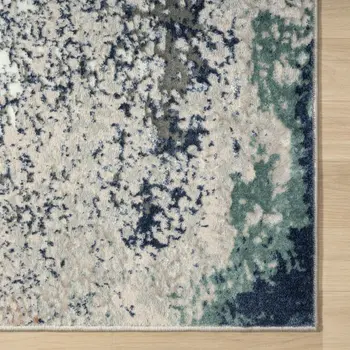 7' X 9' Blue And Gray Abstract Stain Resistant Area Rug
